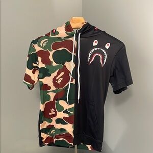 Fashion Camo Camouflage Black Shark Hoodie short sleeve hooded
